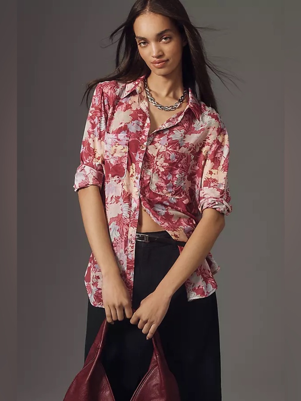 Anthropologie Pilcro The Romy Floral Relaxed Button Down Shirt